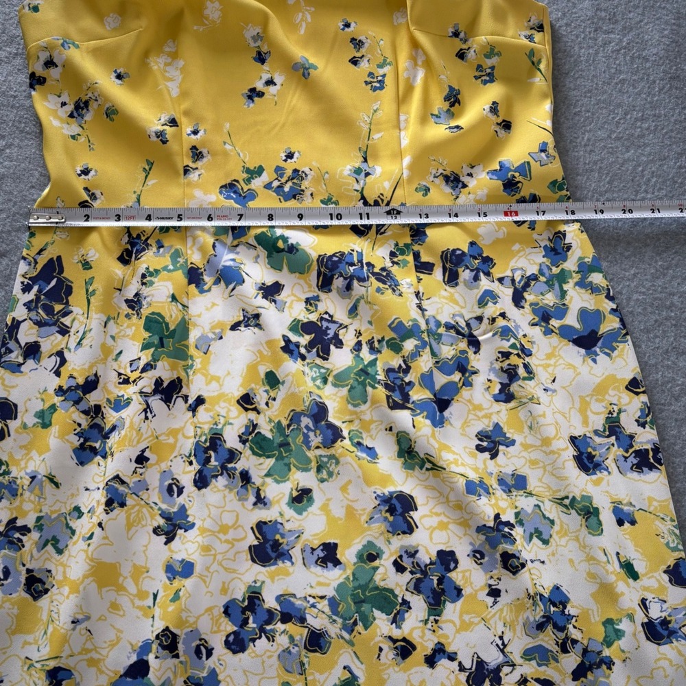 AGB Dress Women's Size 16 Yellow Floral Sleeveless Vibrant Sheath Party Dress - Picture 4 of 11